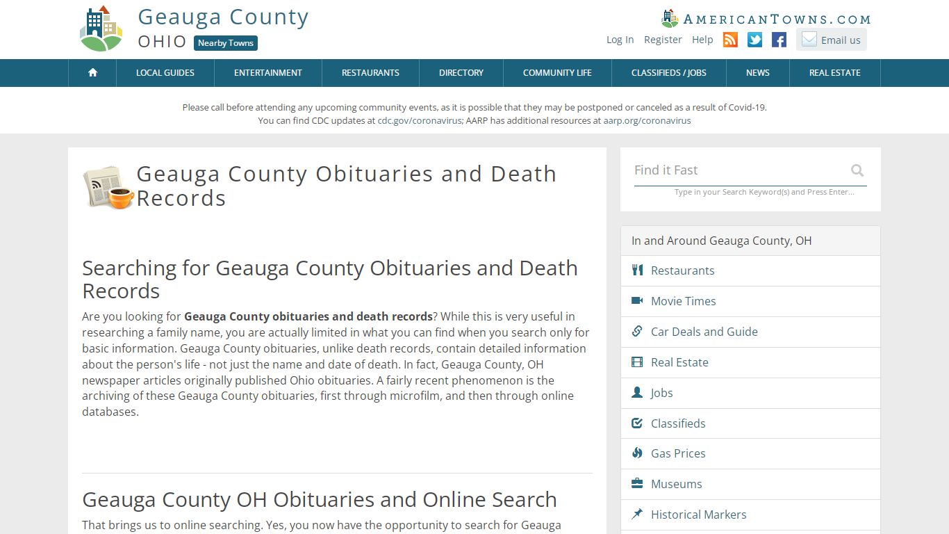 Obituaries Geauga County OH - Geauga County Death Records